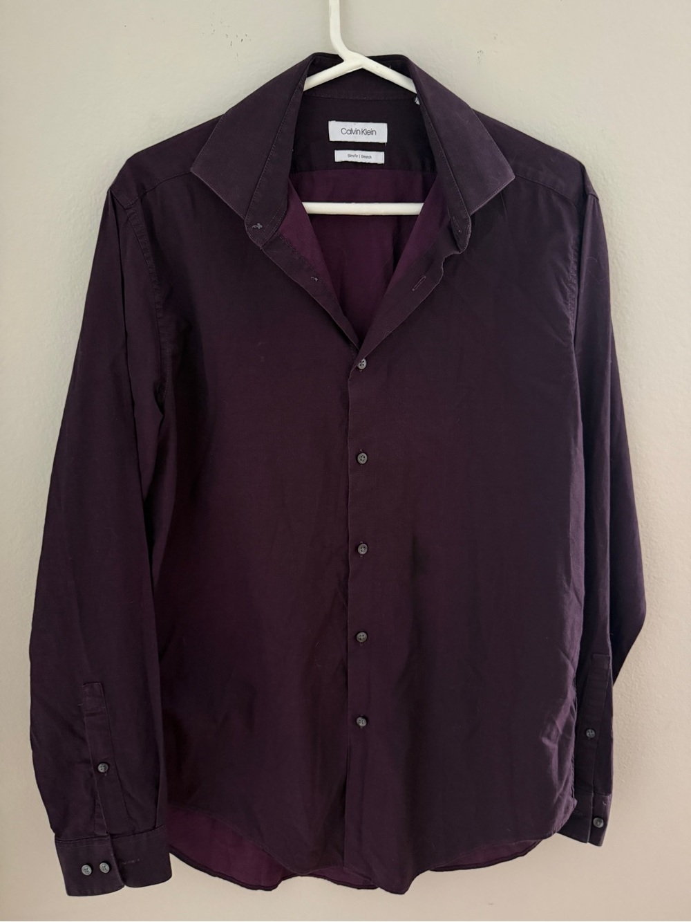 Calvin Klein Slim Fit Stretch Shirt in Deep Plum